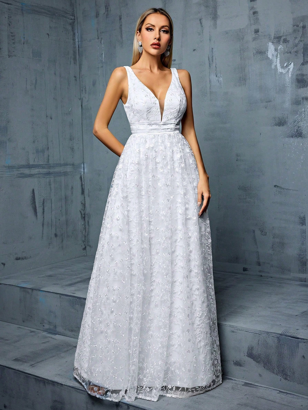 Embroidered Lace Floor-Length Wedding Gown White Dresses For Women Wedding Guest Party Vacation Summer Luxury Festival Outfits Elegant Floral