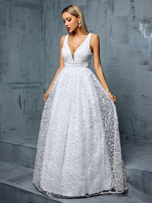 Embroidered Lace Floor-Length Wedding Gown White Dresses For Women Wedding Guest Party Vacation Summer Luxury Festival Outfits Elegant Floral