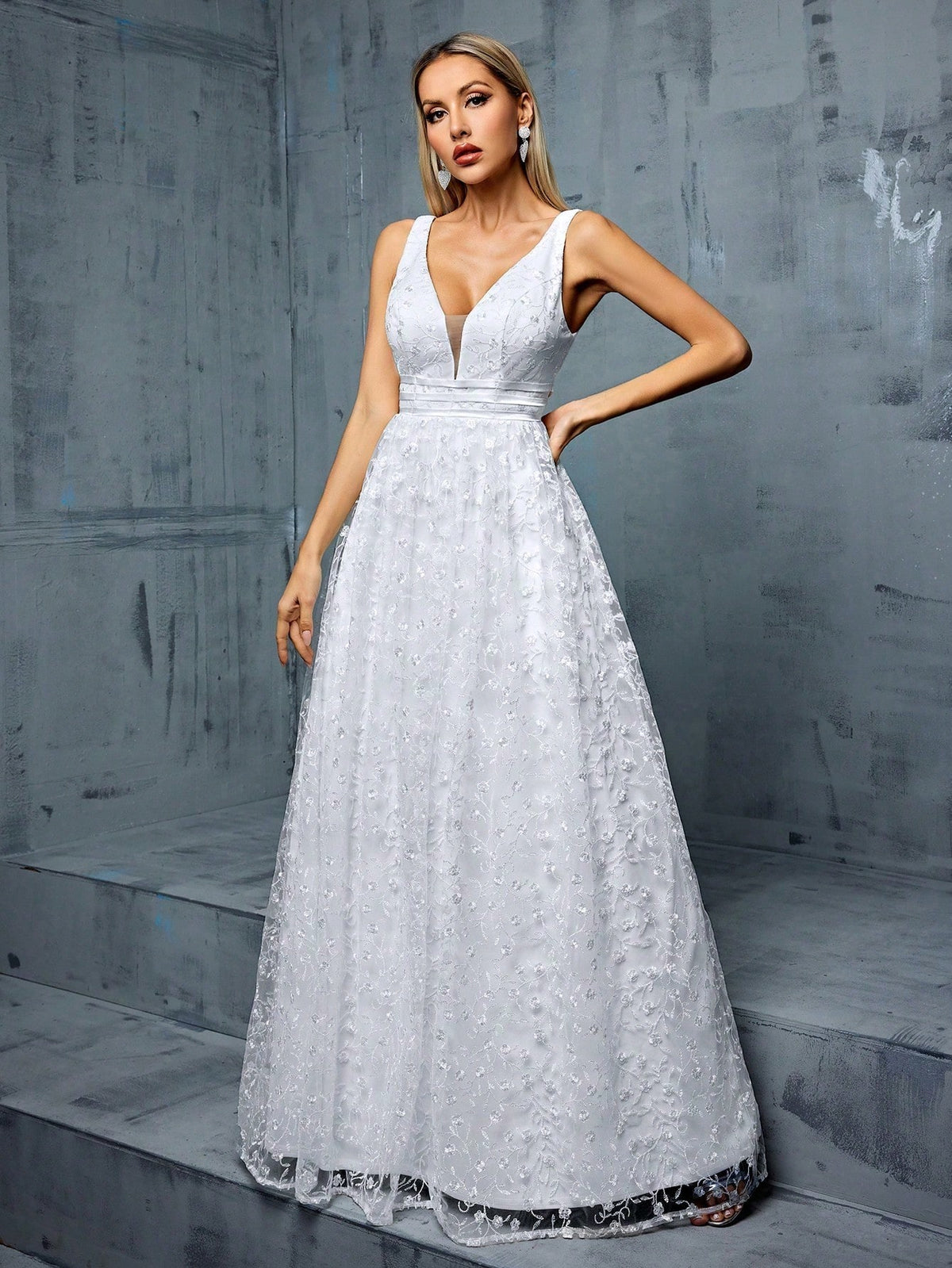 Embroidered Lace Floor-Length Wedding Gown White Dresses For Women Wedding Guest Party Vacation Summer Luxury Festival Outfits Elegant Floral