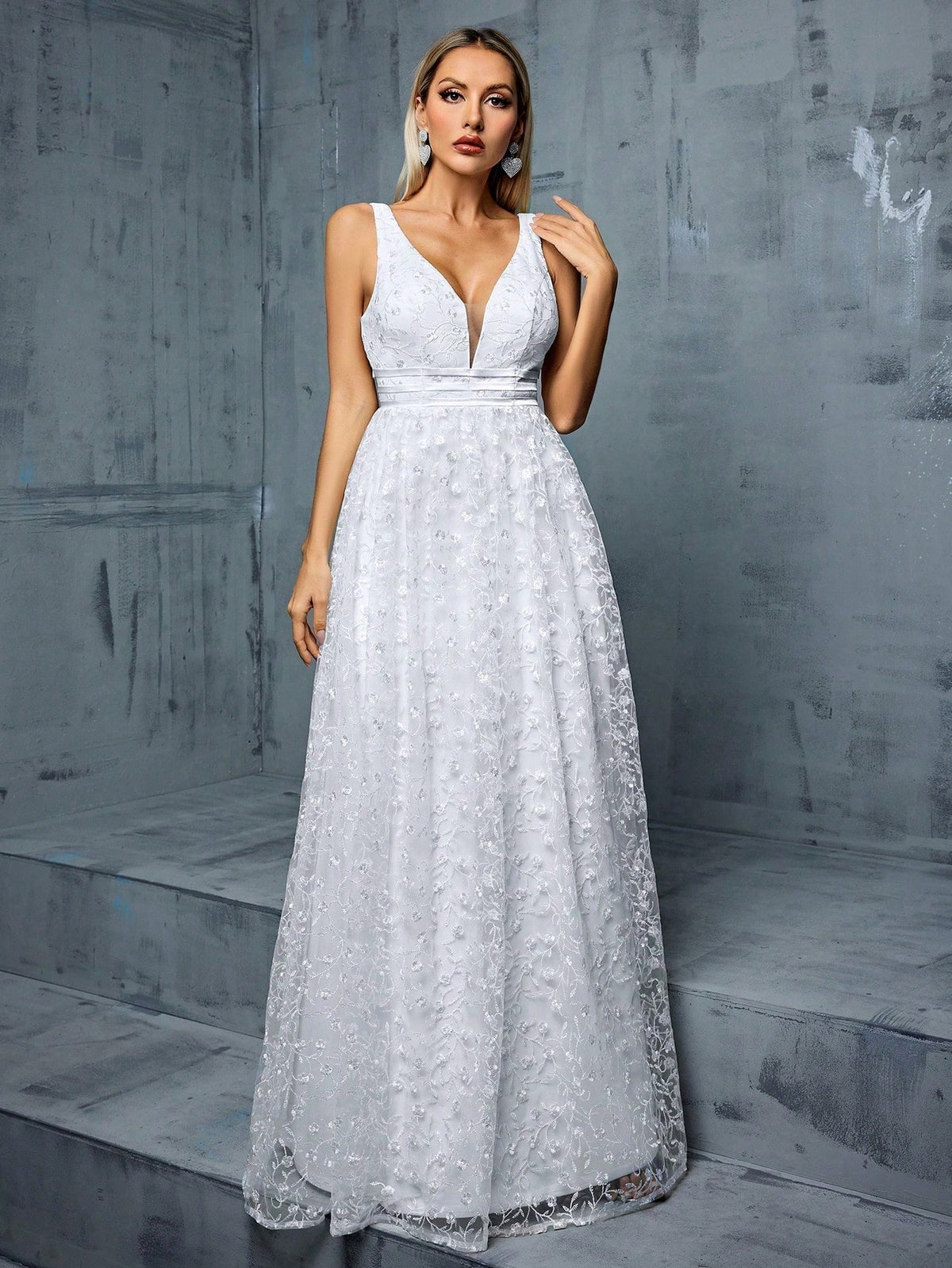 Embroidered Lace Floor-Length Wedding Gown White Dresses For Women Wedding Guest Party Vacation Summer Luxury Festival Outfits Elegant Floral