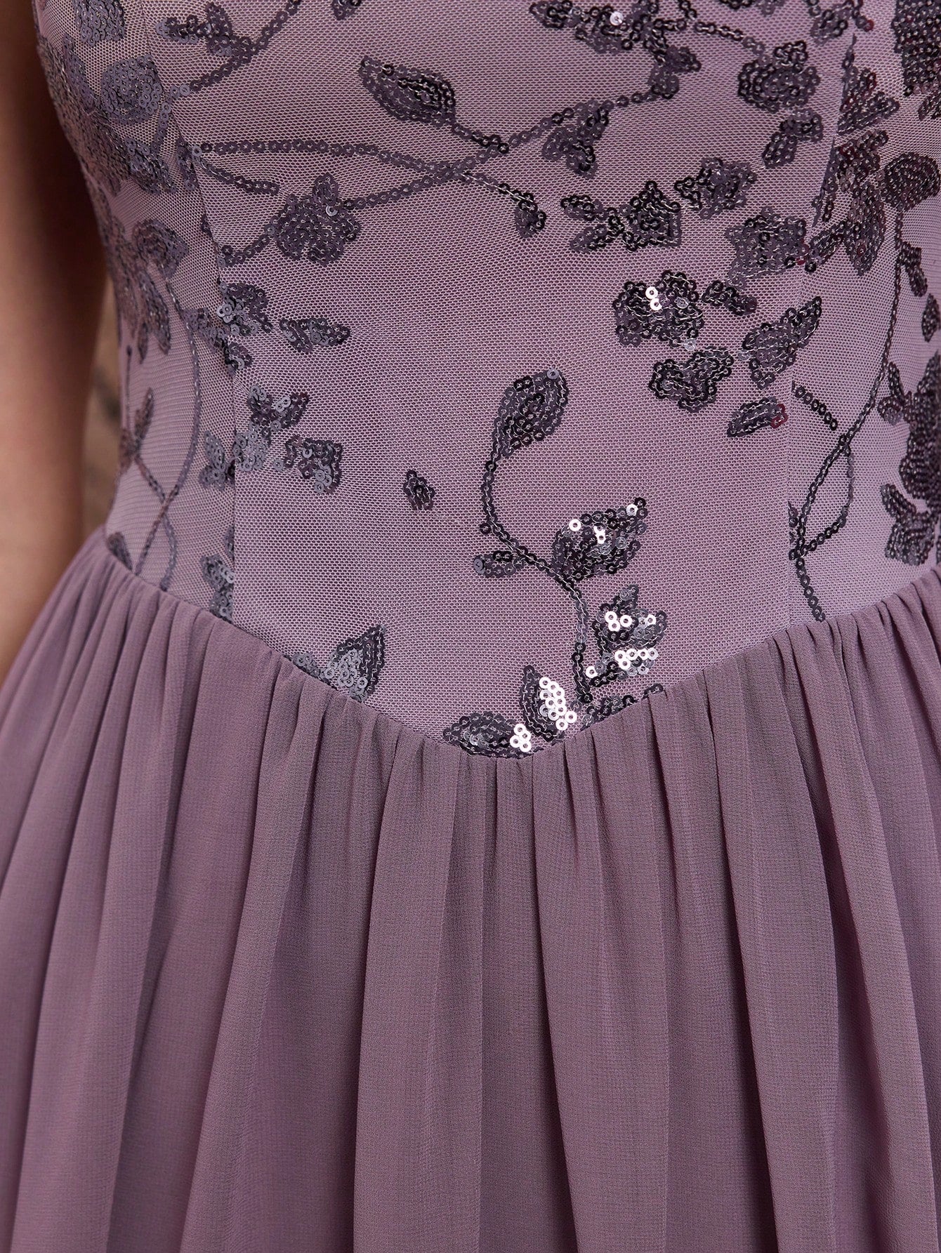 Light Purple Floral Sequin Chiffon Maxi Dress,Elegant Summer Gown For Wedding, Prom, Dinner, Party, Date, Vacation & Festival Outfits
