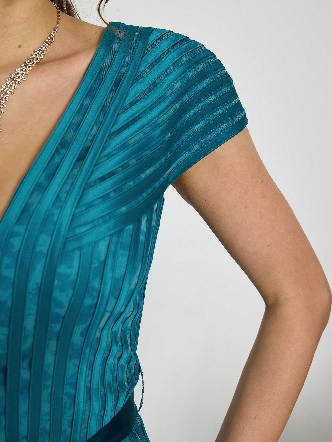 New Arrival,V-Neck, Printed Mesh, Airplane Sleeves, Tie, Long Skirt With A Big Swing, High-End, Evening Dress,Summer,Festival For Women