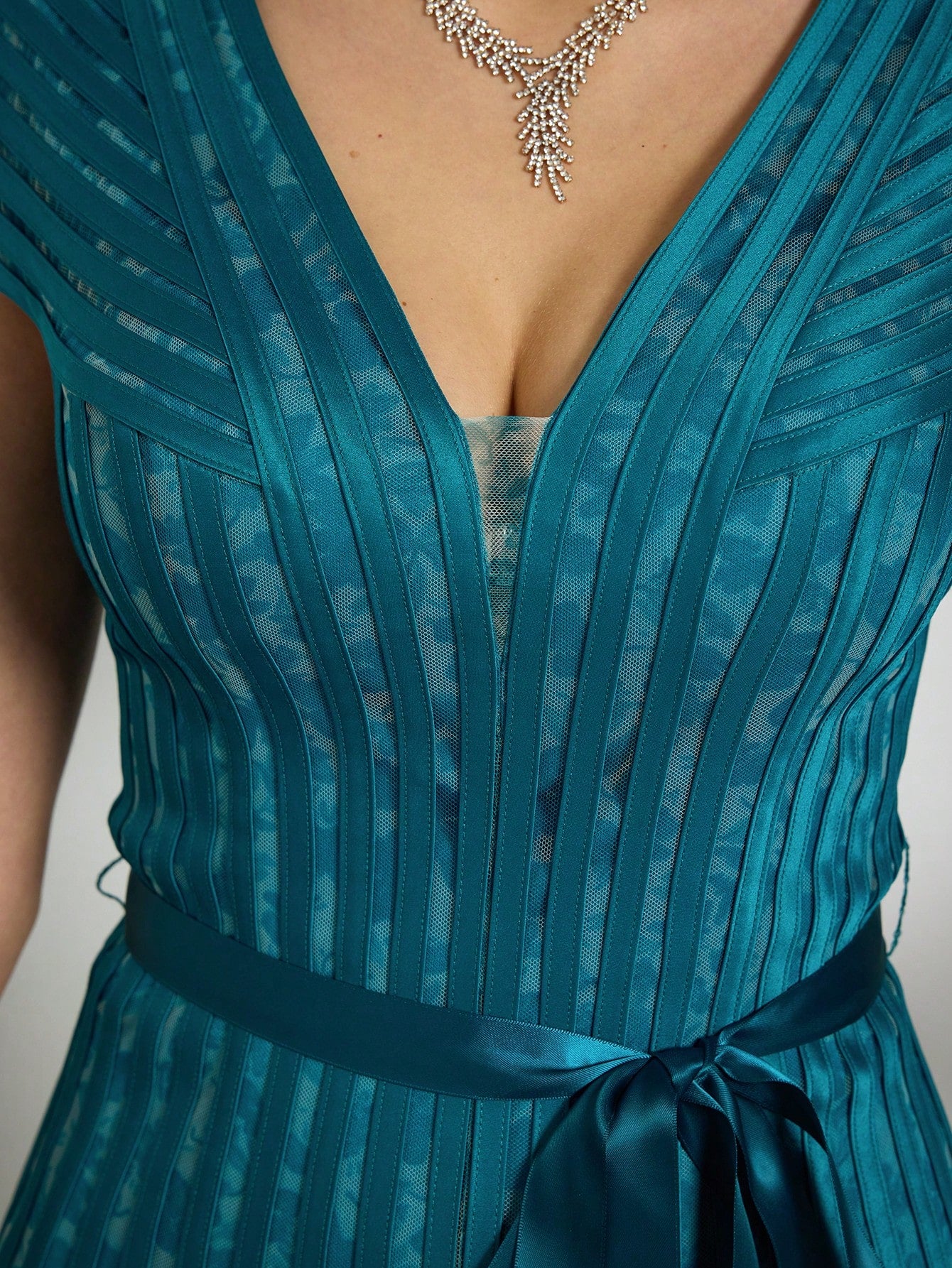 New Arrival,V-Neck, Printed Mesh, Airplane Sleeves, Tie, Long Skirt With A Big Swing, High-End, Evening Dress,Summer,Festival For Women