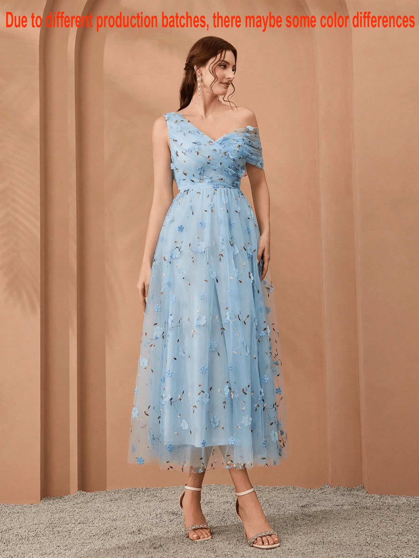 New Arrival, One-Shoulder, Romantic, 3D Floral Embroidery, Asymmetric, Elegant, Bridesmaid Dress, Pleated, Lavender, Dress Wedding