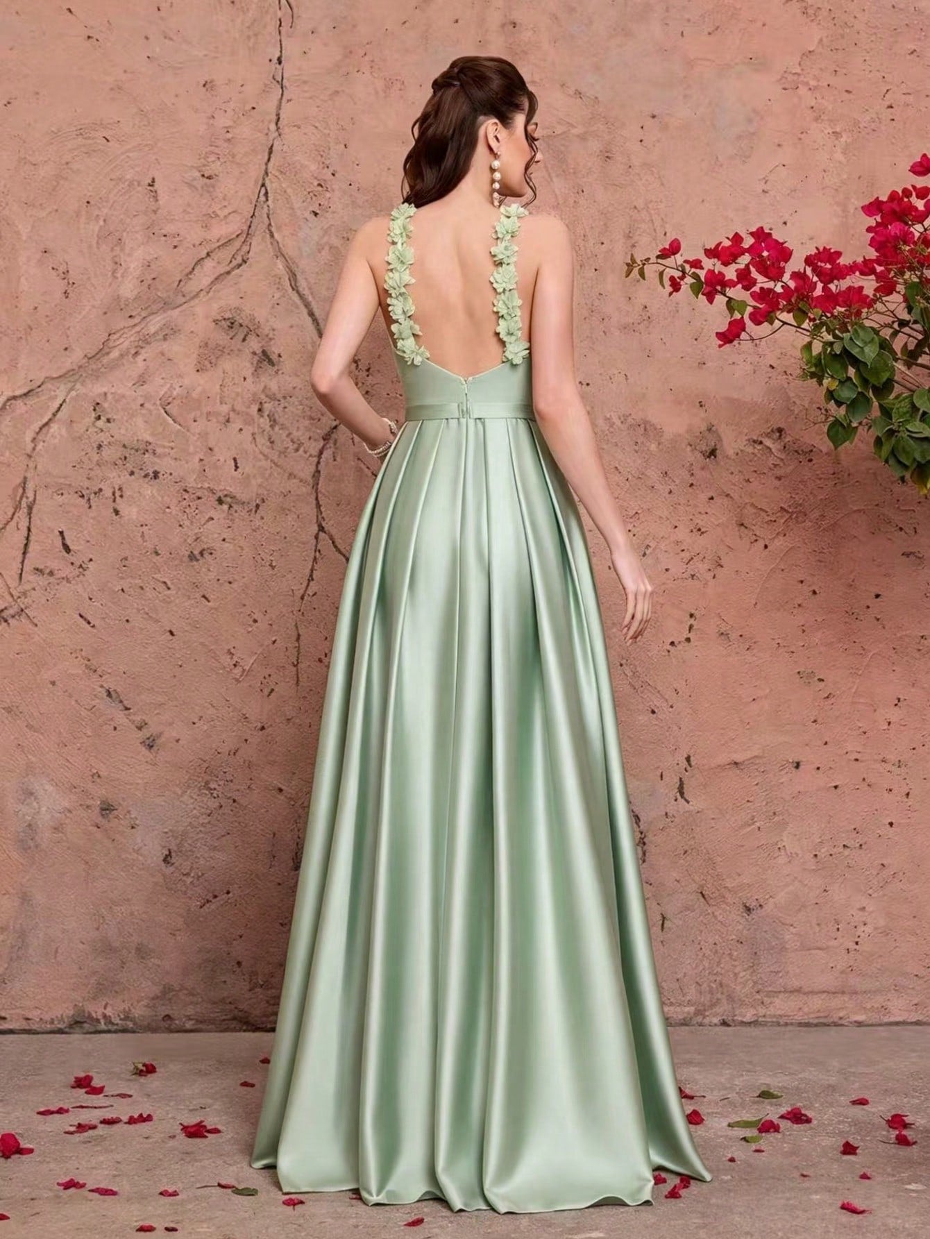 New Arrival,Tank,Elegant,Bridesmaid Dress,3D Floral,Ruffle,Satin,Chiffon,FOR,Prom Party ,Guest,Evening Dress Wedding