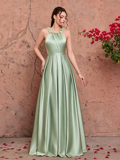 New Arrival,Tank,Elegant,Bridesmaid Dress,3D Floral,Ruffle,Satin,Chiffon,FOR,Prom Party ,Guest,Evening Dress Wedding