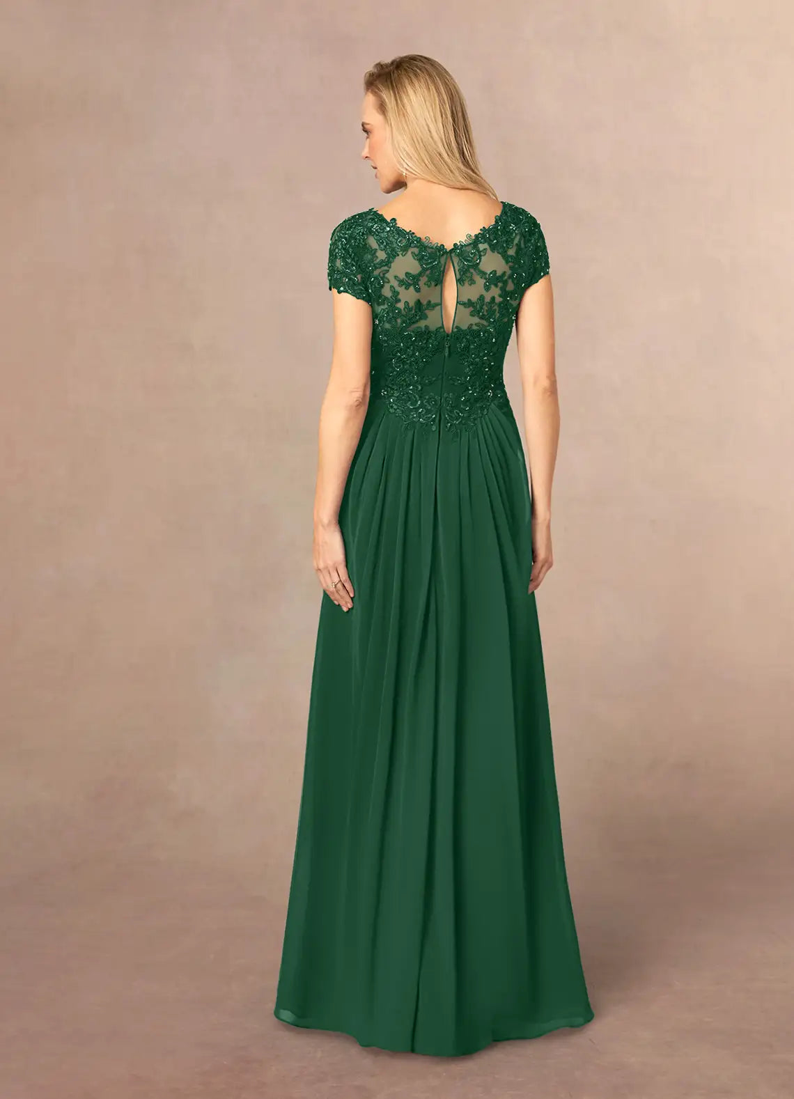Dark Green A-Line Sequins Chiffon Dress