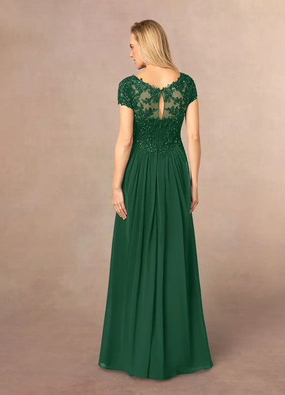 Dark Green A-Line Sequins Chiffon Dress