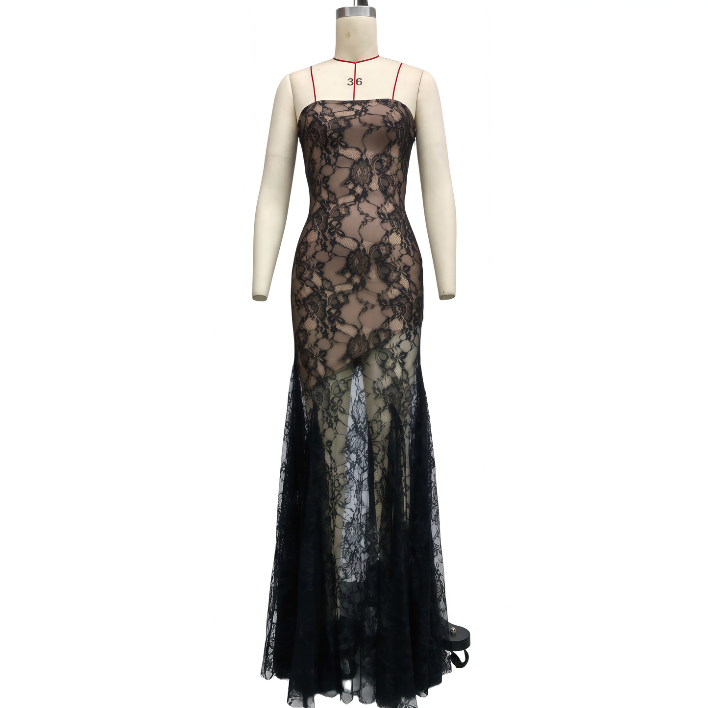 Strapless Lace Asymmetrical Hem Bandage Dress