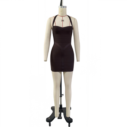 Halter Bandage Dress, Y2K Stretchy Slim Fit Bodycon Backless Mini Dress