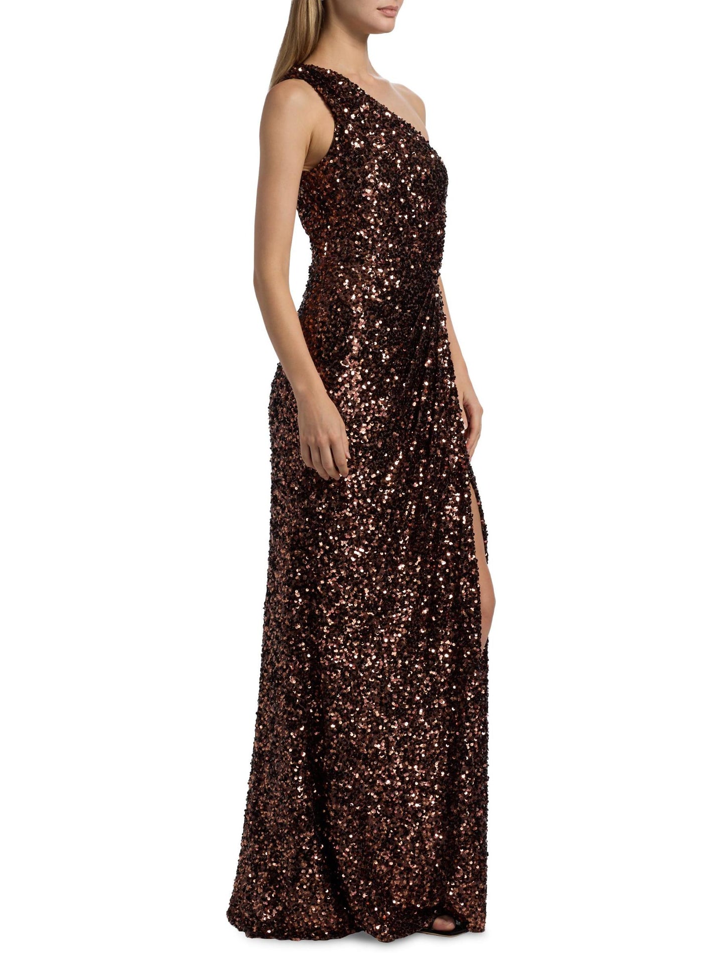 Lexi Sequined One-Shoulder Gown