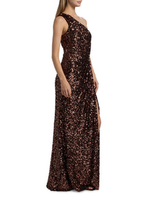 Lexi Sequined One-Shoulder Gown