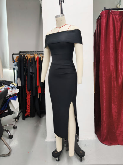 Off-Shoulder Slit Bandage Dress