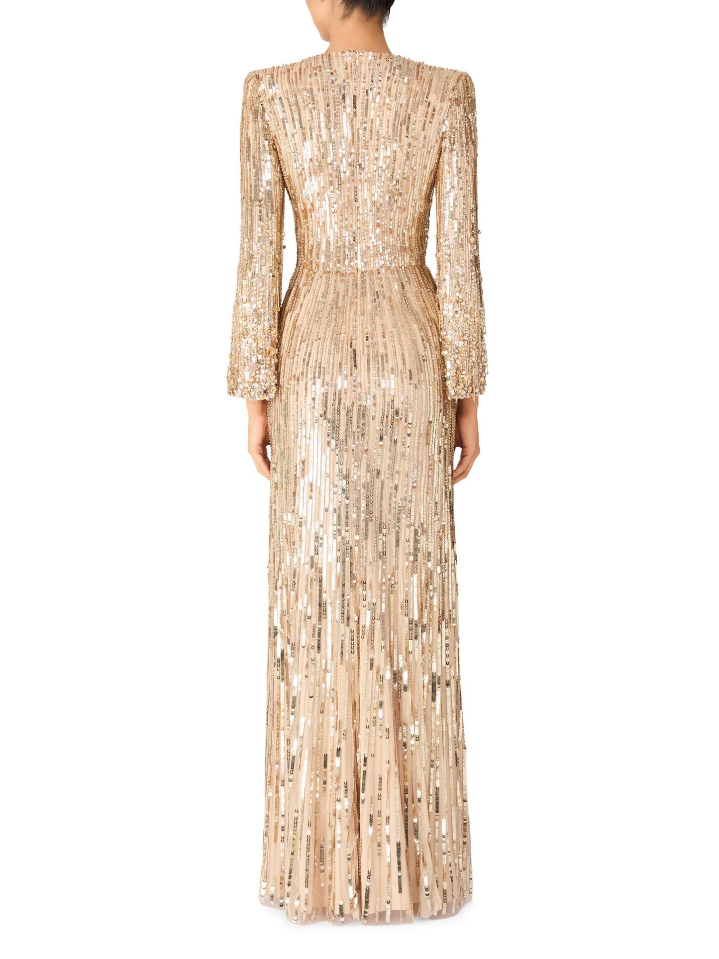 Cosmos Sequin-Embellished Draped Gown
