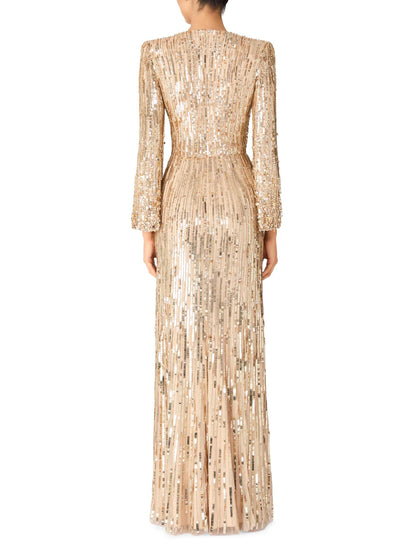 Cosmos Sequin-Embellished Draped Gown