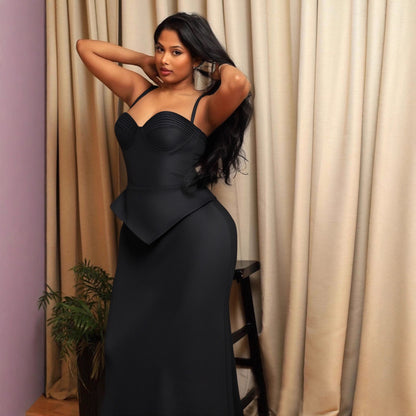 Spaghetti Strap Padded Hem Bandage Dress