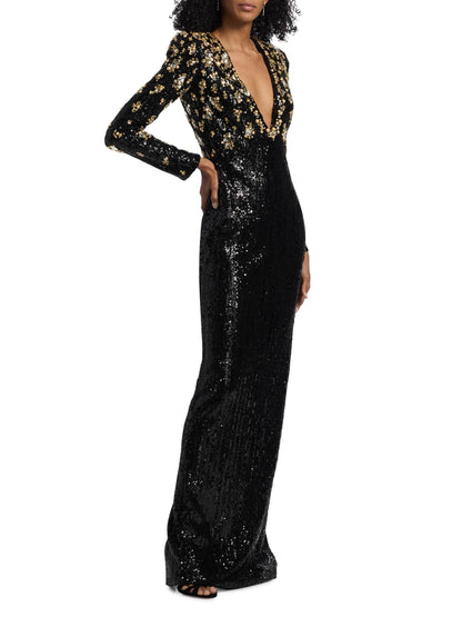 Bronze Embroidered Sequin Gown