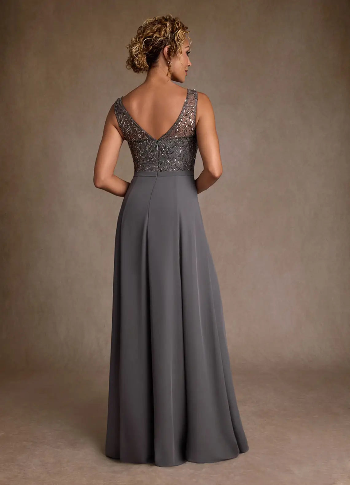 Steel Grey A-Line Sequins Dress