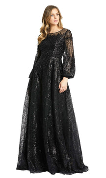 Long Sleeve Sequin Formal Gown: Mac Duggal 20307