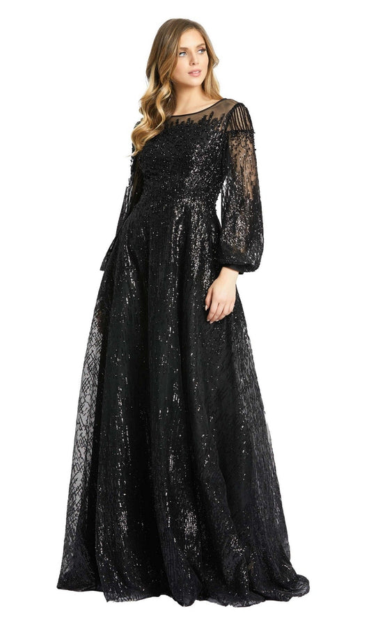 Long Sleeve Sequin Formal Gown: Mac Duggal 20307