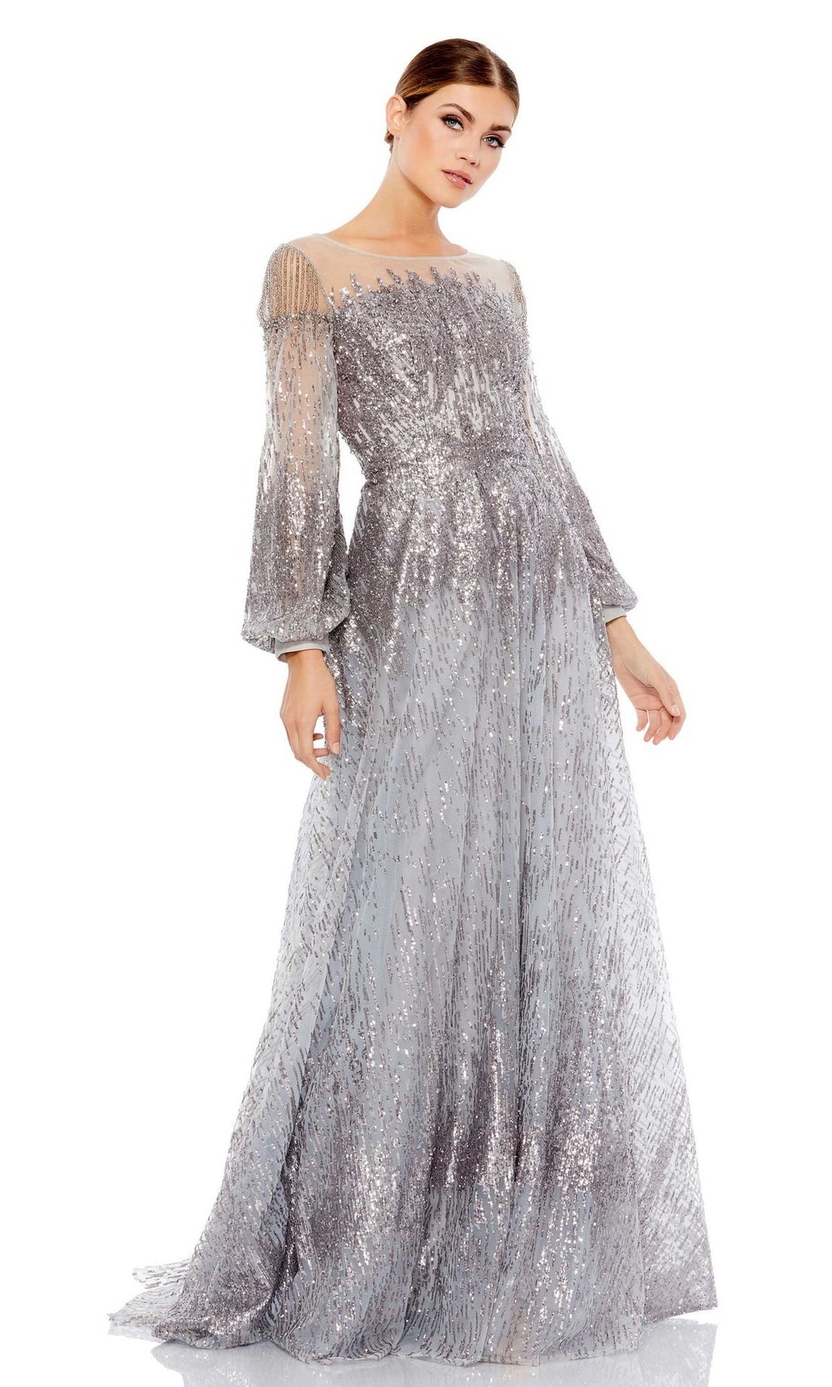 Long Sleeve Sequin Formal Gown: Mac Duggal 20307
