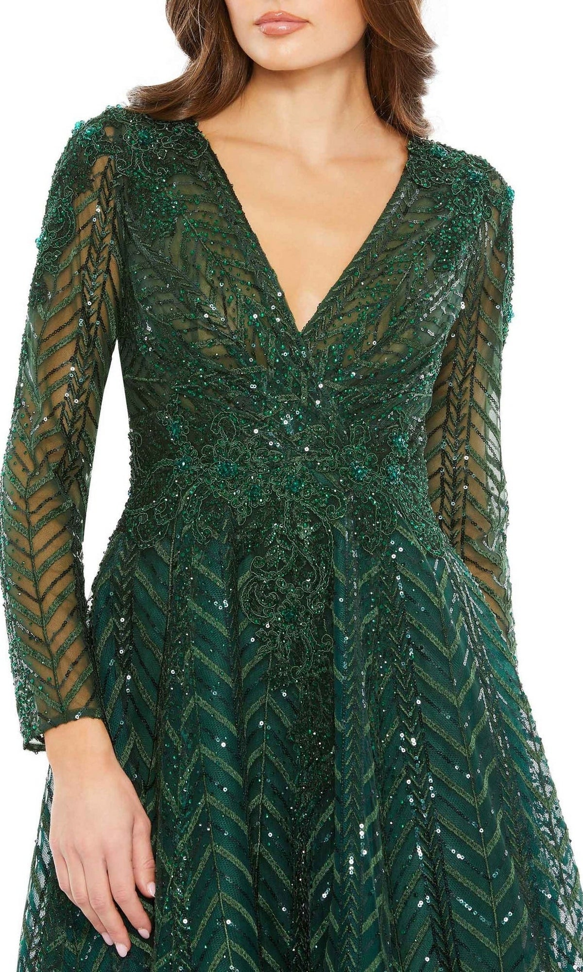 Long Sleeve Midi Party Dress: Mac Duggal 20399