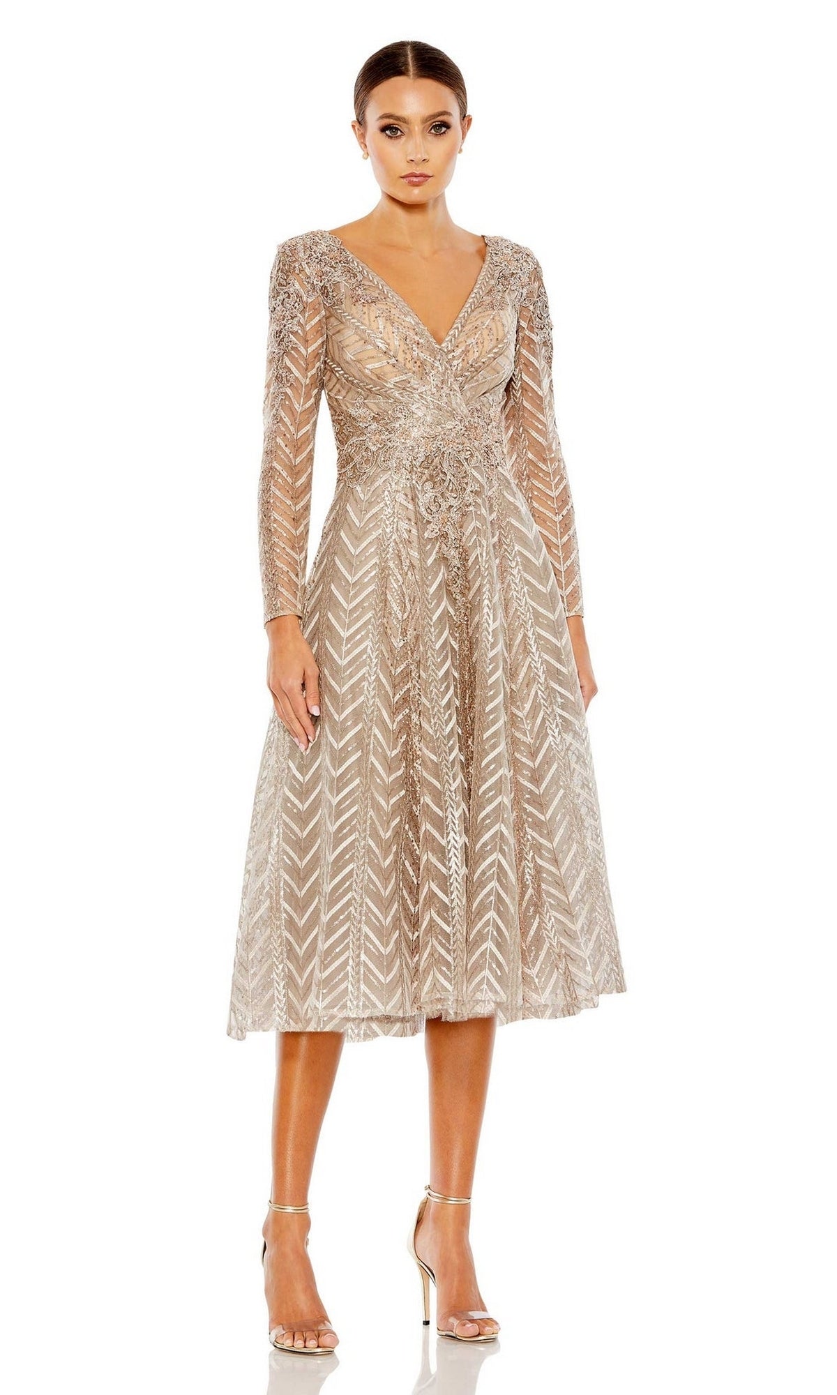 Long Sleeve Midi Party Dress: Mac Duggal 20399