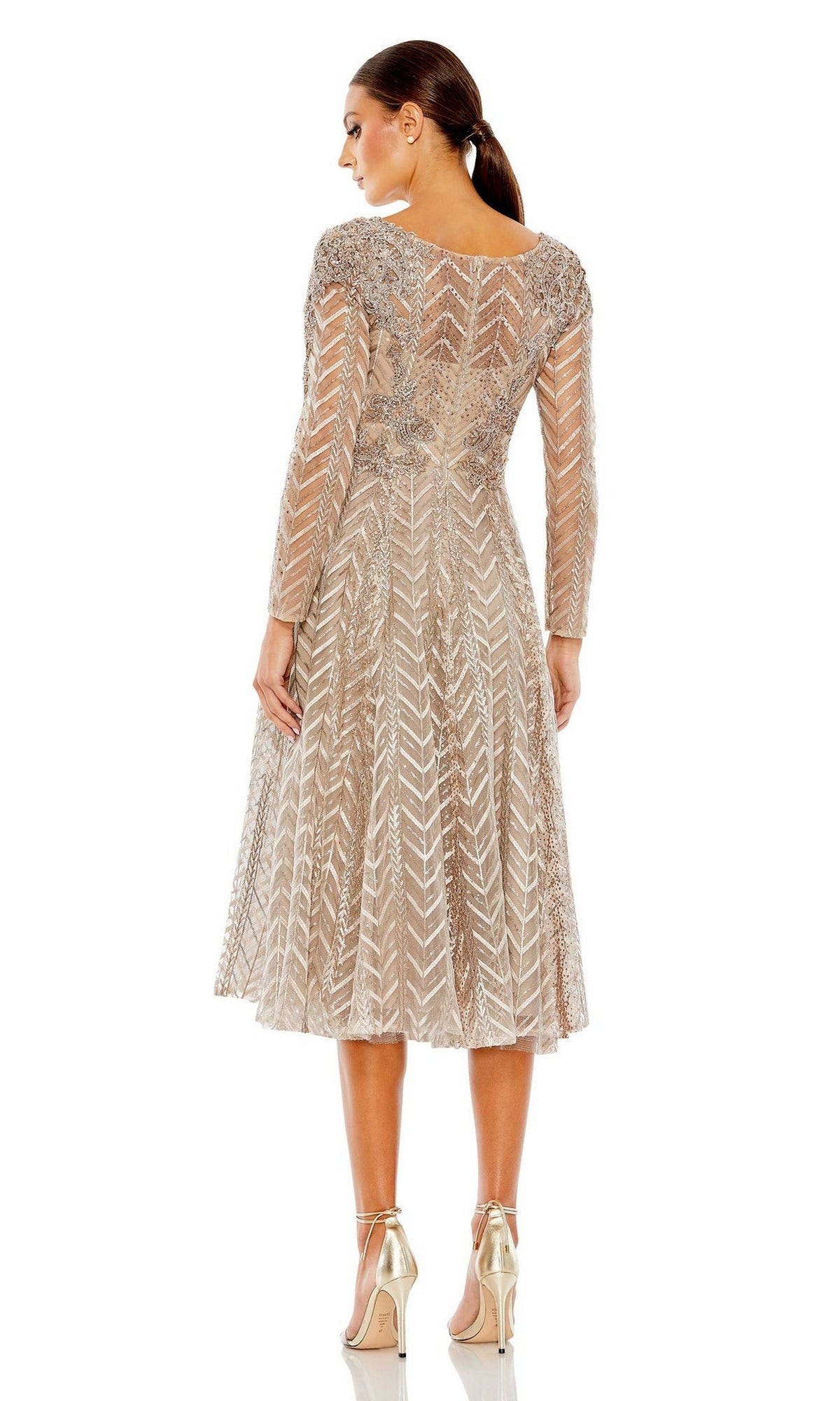 Long Sleeve Midi Party Dress: Mac Duggal 20399