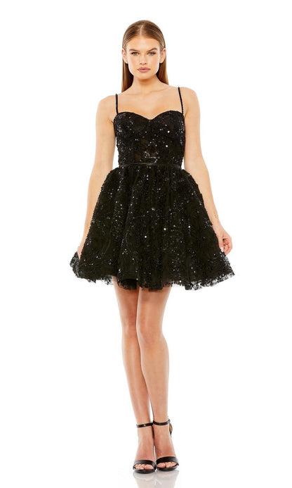 Short Black Beaded Hoco Dress: Mac Duggal 20641