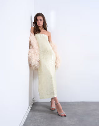 sequin bandeau midi in buttermilk