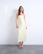 sequin bandeau midi in buttermilk