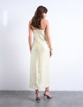 sequin bandeau midi in buttermilk