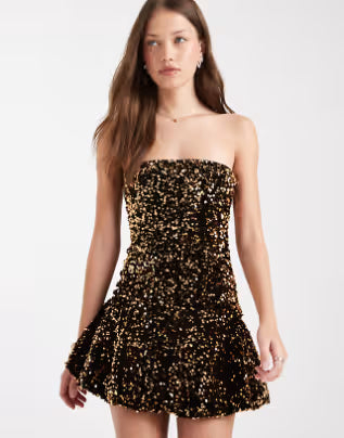 Miss Selfridge sequin bubble hem mini dress