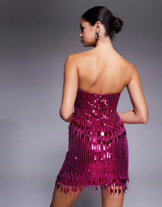 embellished bandeau corset mini dress with bow detail in pink