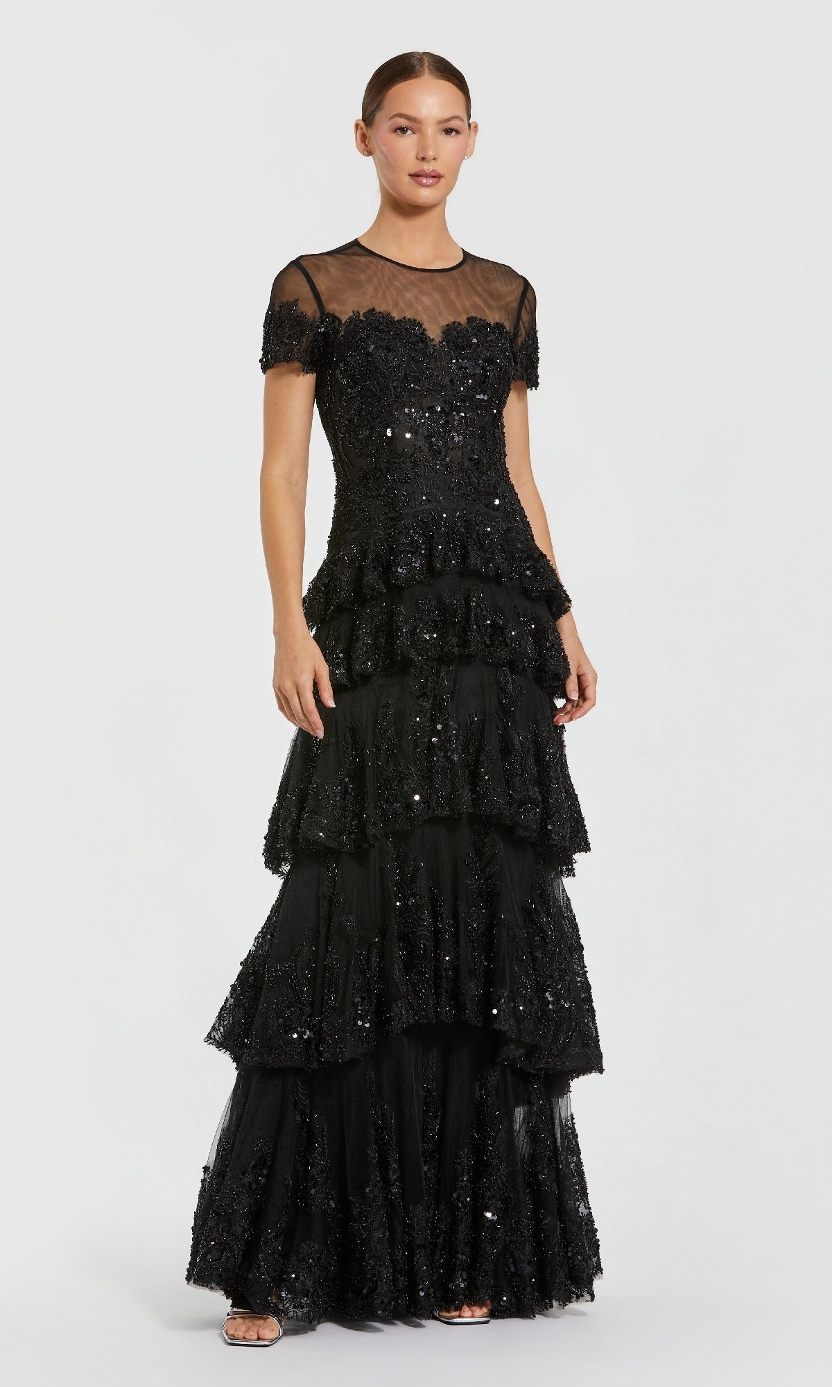 Short Sleeve Black Formal Gown: Mac Duggal 21097