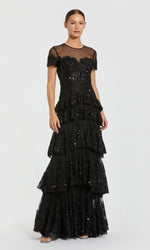 Short Sleeve Black Formal Gown: Mac Duggal 21097