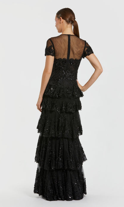 Short Sleeve Black Formal Gown: Mac Duggal 21097