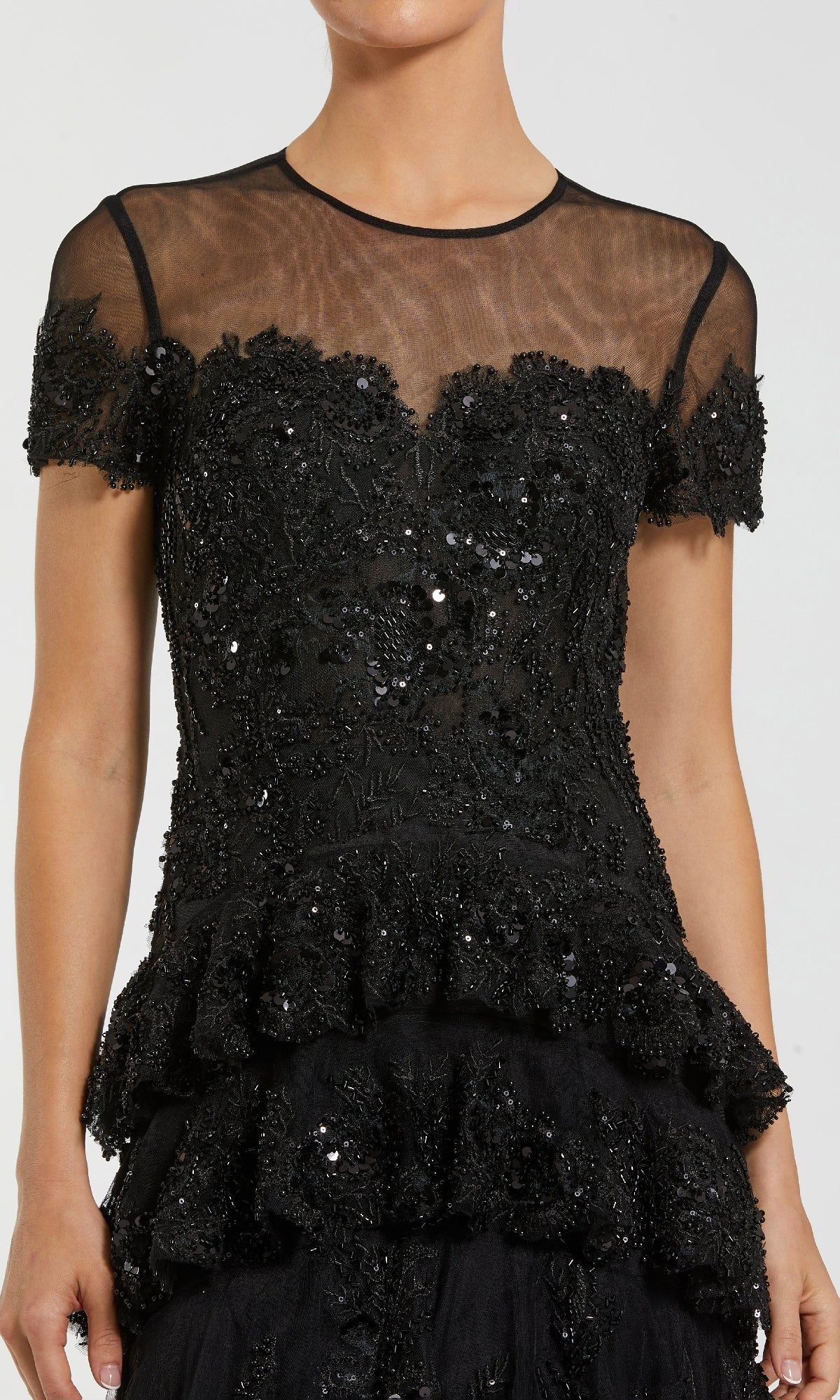 Short Sleeve Black Formal Gown: Mac Duggal 21097