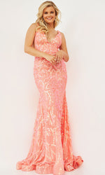 Jovani Plus-Size Sequin Prom Dress with Train