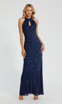 High-Neck Long Beaded Prom Dress: Mac Duggal 23018