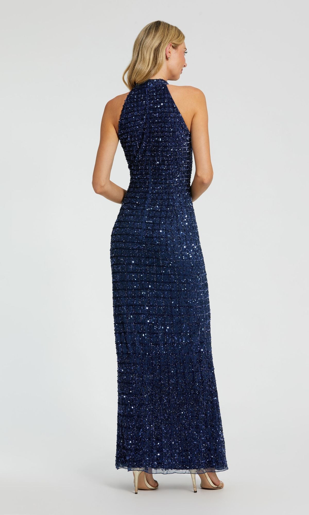 High-Neck Long Beaded Prom Dress: Mac Duggal 23018