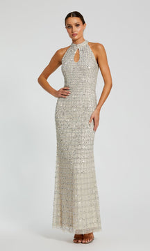 High-Neck Long Beaded Prom Dress: Mac Duggal 23018