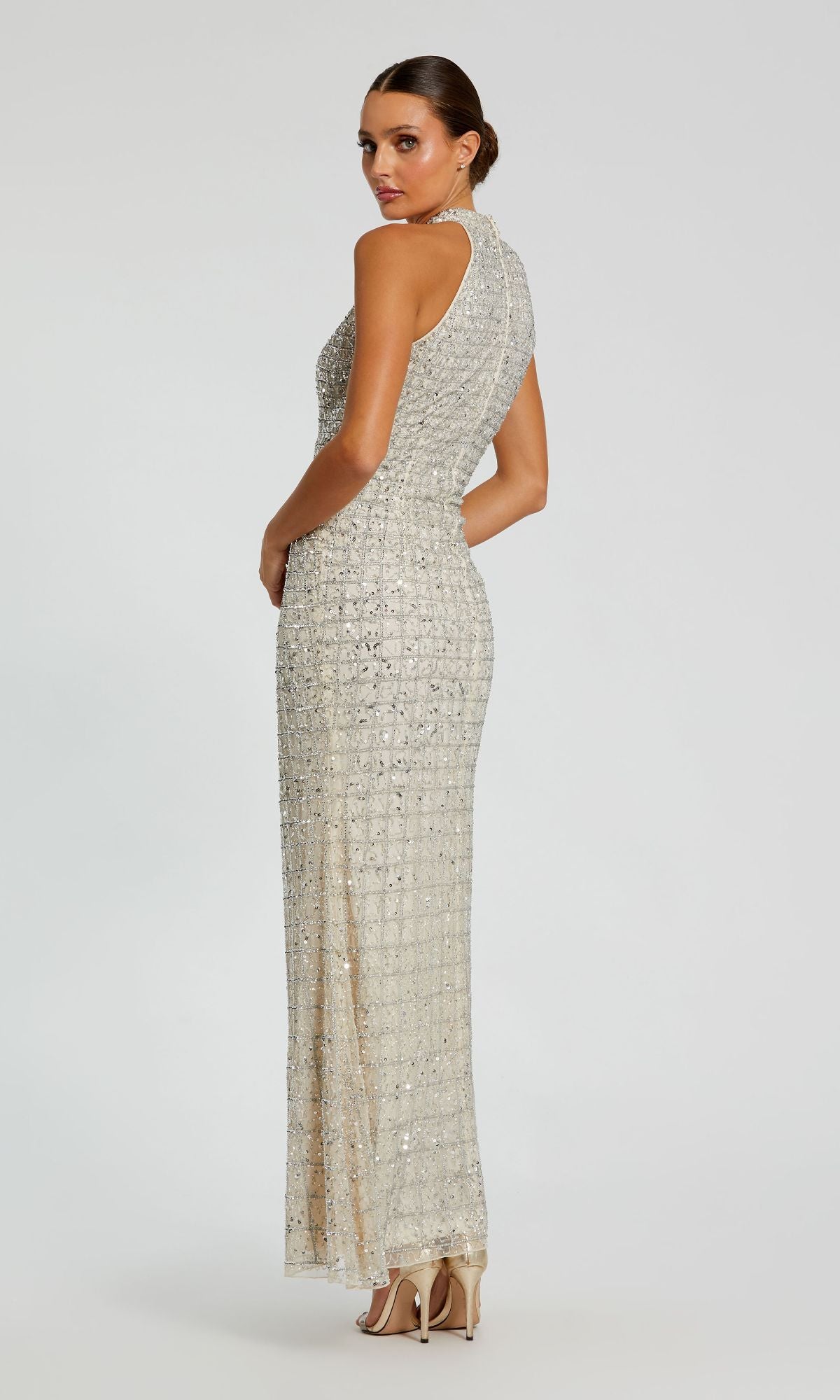 High-Neck Long Beaded Prom Dress: Mac Duggal 23018