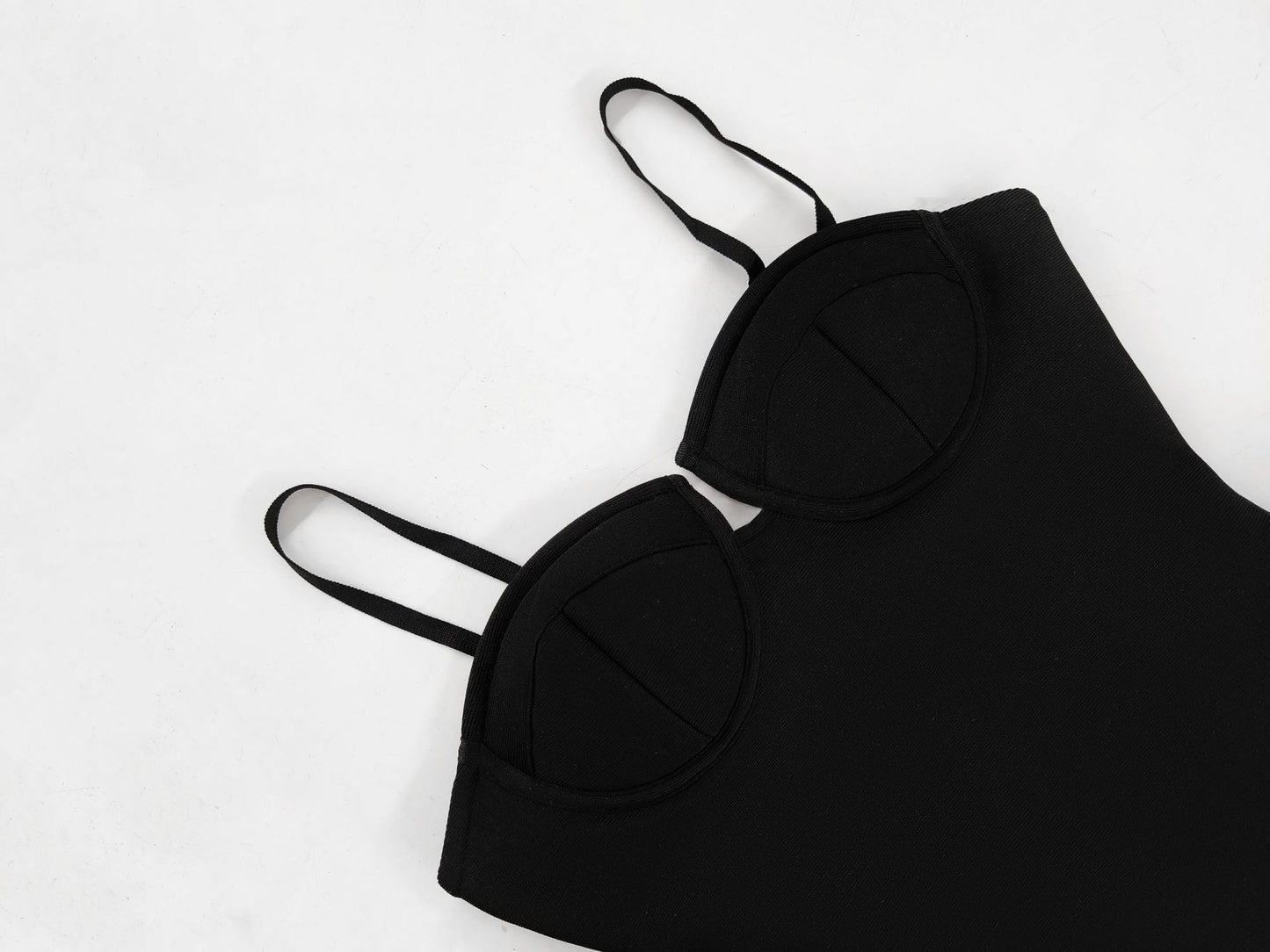 Black Spaghetti Strap Double Loop Rhinestone Bandage Dress