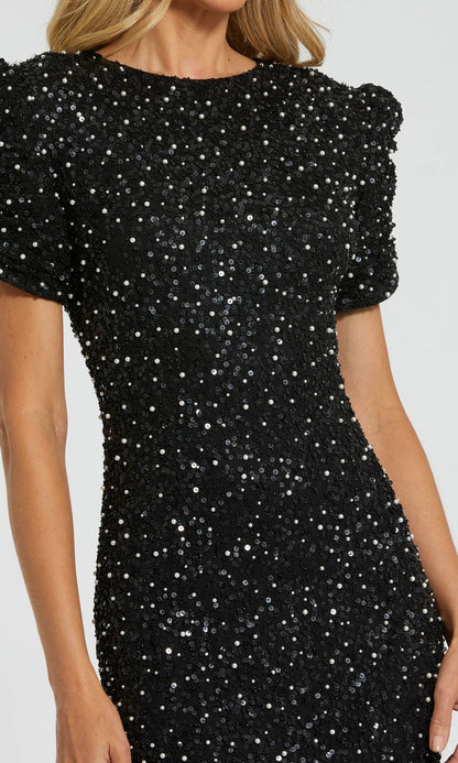 Short Sleeve Sequin Formal Dress: Mac Duggal 24003