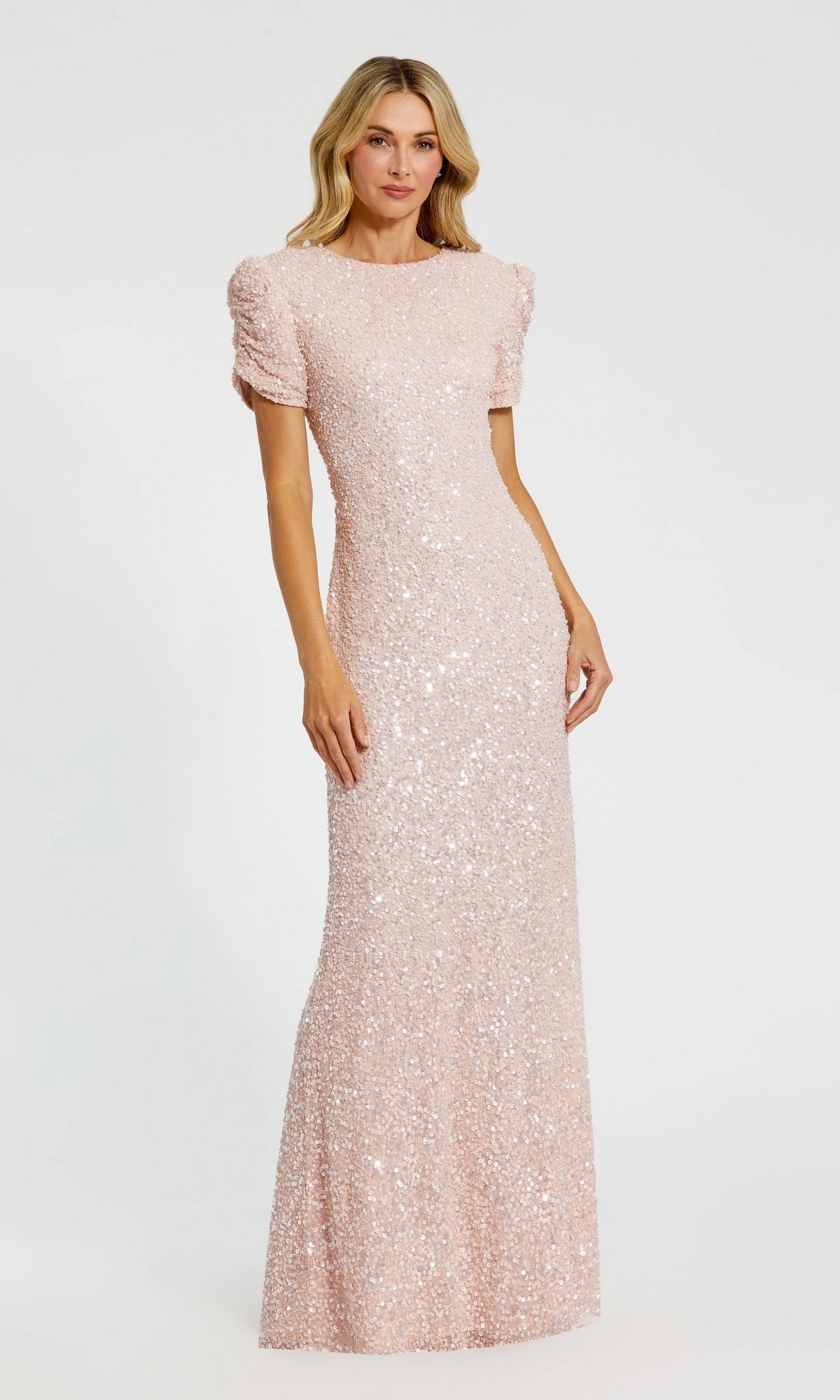 Short Sleeve Sequin Formal Dress: Mac Duggal 24003