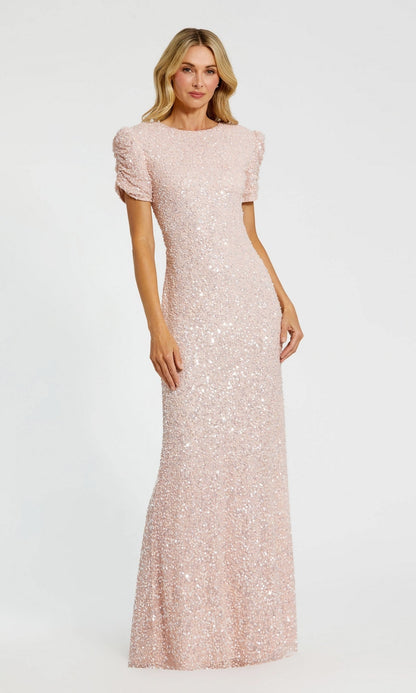 Short Sleeve Sequin Formal Dress: Mac Duggal 24003