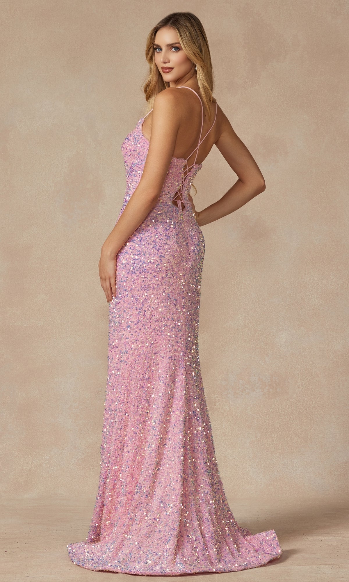 V-Neck Long Sequin Prom Dress 2406