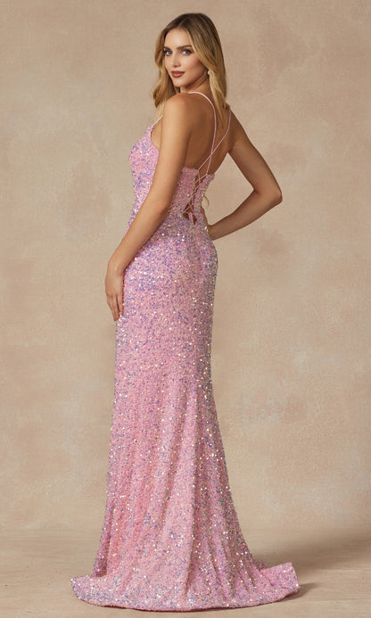 V-Neck Long Sequin Prom Dress 2406