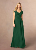 Dark Green A-Line Sequins Chiffon Dress
